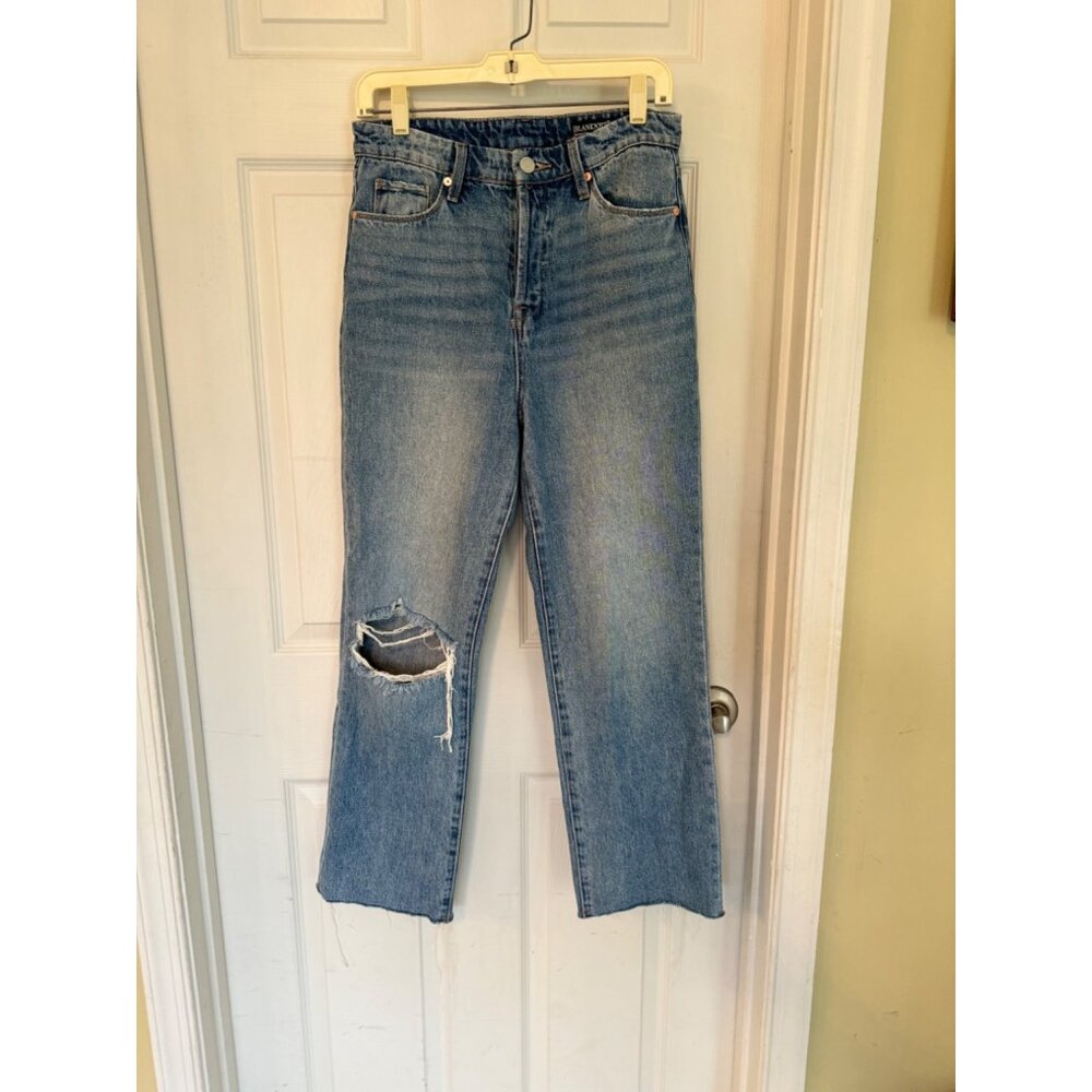 Blank NYC Baxter Ribcage Straight Leg Distressed Jeans Ripped Baggy Raw Hem Butt - Picture 2 of 16